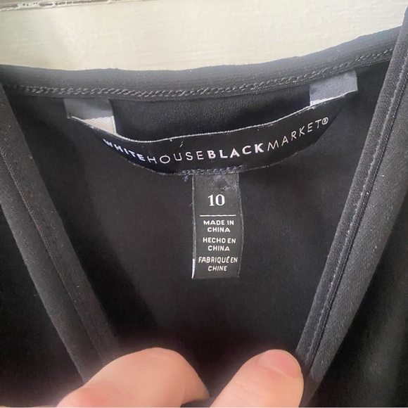 WHITE HOUSE BLACK MARKET Spaghetti Strap Stretchy Black Women's Dress Size 10 - Picture 2 of 5